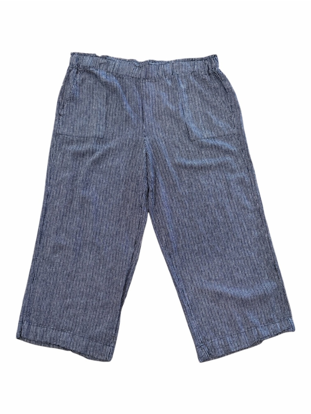 Time and Tru Navy Wide Leg Striped Linen Rayon Pull On Pants XXL